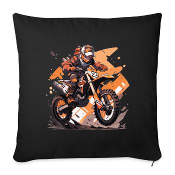Motocross Dirtbike Motocrossfahrer Biker - Sofakissenbezug 45 x 45 cm - Schwarz - Vorne
