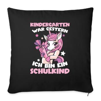 Ich Bin Ein Schulkind Grundschule - Sofakissenbezug 45 x 45 cm - Schwarz - Vorne