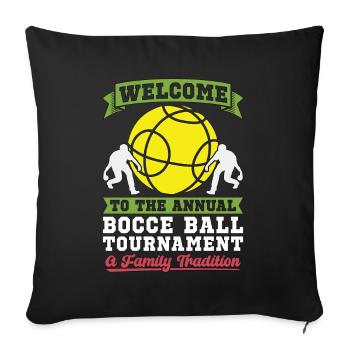 Bocce Ball Bienvenue au sport annuel de pétanque - Housse de coussin décorative 45 x 45 cm - noir - Devant