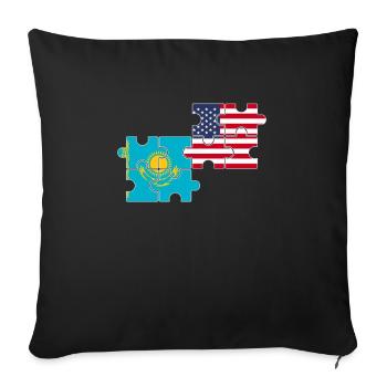 Kazakhstan USA Flag Kazakh américain - Housse de coussin décorative 45 x 45 cm - noir - Devant