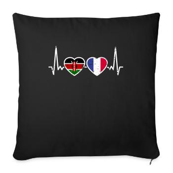 Kenya France Vintage Heartbeat Flag - Sofa pillowcase 17,3'' x 17,3'' (45 x 45 cm) - black - Front