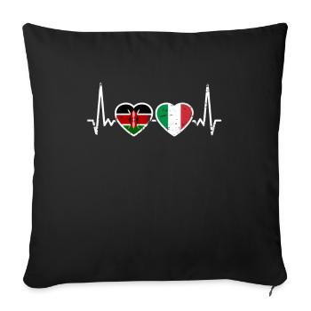 Kenya Italy Vintage Heartbeat Flag Kenyan - Sofa pillowcase 17,3'' x 17,3'' (45 x 45 cm) - black - Front