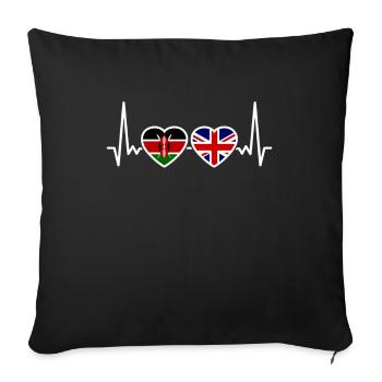 Kenya UK Heartbeat Flag Kényan britannique - Housse de coussin décorative 45 x 45 cm - noir - Devant