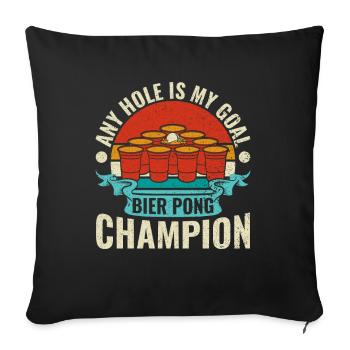N’importe quel trou est mon objectif - Bierpong Saufen Bier Pong - Housse de coussin décorative 45 x 45 cm - noir - Devant
