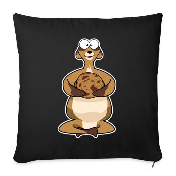 fat meerkat with biscuit - Sofa pillowcase 17,3'' x 17,3'' (45 x 45 cm) - black - Front