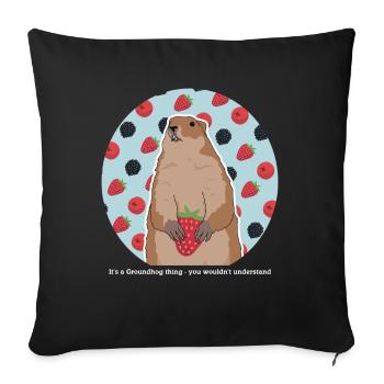Marmottes Mankai Munggen marmotte cadeau - Housse de coussin décorative 45 x 45 cm - noir - Devant
