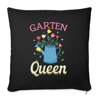 Garten Queen - Gartenliebhaberinnen - Sofakissenbezug 45 x 45 cm - Schwarz - Vorne