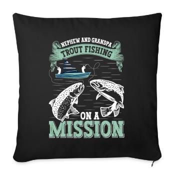 Funny Fishing Men Women - Sofakissenbezug 45 x 45 cm - Schwarz - Vorne