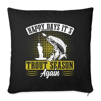 Drôle de pêche Hommes Femmes - Housse de coussin décorative 45 x 45 cm - noir - Devant