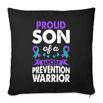 Fils du guerrier de la prévention du suicide - Housse de coussin décorative 45 x 45 cm - noir - Devant