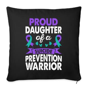 Fille du guerrier de la prévention du suicide - Housse de coussin décorative 45 x 45 cm - noir - Devant