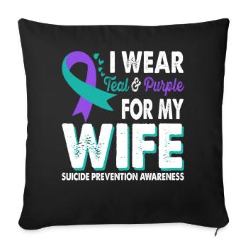 Portez du sarcelle et du violet pour être conscient de la - Housse de coussin décorative 45 x 45 cm - noir - Devant