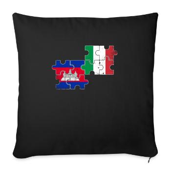 Cambodge Italie Vintage Flag Cambodgien - Housse de coussin décorative 45 x 45 cm - noir - Devant