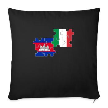 Cambodge Italie Drapeau Cambodgien - Housse de coussin décorative 45 x 45 cm - noir - Devant