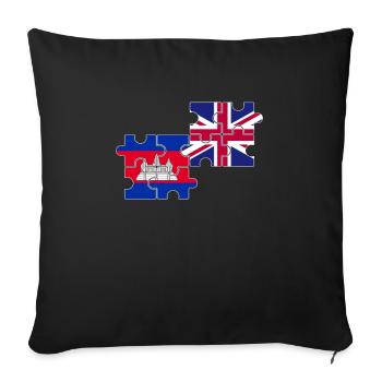 Cambodge Drapeau du Royaume-Uni Cambodgien britannique - Housse de coussin décorative 45 x 45 cm - noir - Devant