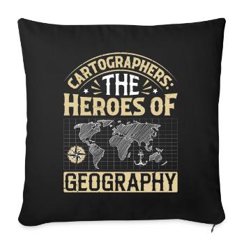 Cartographes - Housse de coussin décorative 45 x 45 cm - noir - Devant