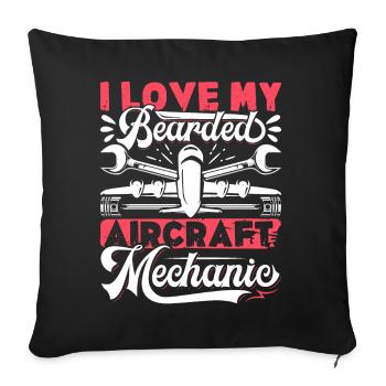 Love Airplane aviation - Sofa pillowcase 17,3'' x 17,3'' (45 x 45 cm) - black - Front