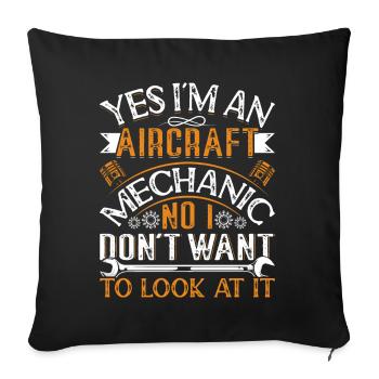 Love Airplane aviation - Sofa pillowcase 17,3'' x 17,3'' (45 x 45 cm) - black - Front
