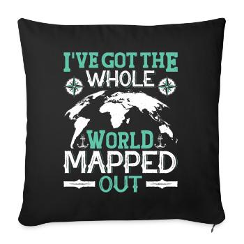 Cartographes - Housse de coussin décorative 45 x 45 cm - noir - Devant