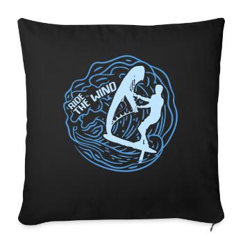 Ride The Wind Hydrofoil Wingfoil Wingfoiling - Sofa pillowcase 17,3'' x 17,3'' (45 x 45 cm) - black - Front