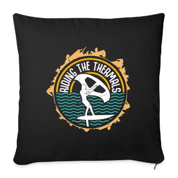 Riding the Thermals Hydrofoil Wingfoil Wingfoiling - Sofa pillowcase 17,3'' x 17,3'' (45 x 45 cm) - black - Front