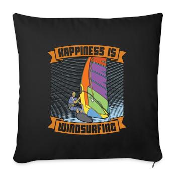 Le bonheur de la planche à voile est la planche à voile Sports nautiques - Housse de coussin décorative 45 x 45 cm - noir - Devant