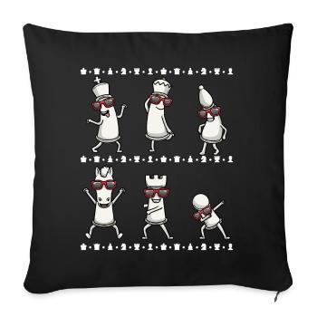 Dancing chess pieces Chess players - Sofa pillowcase 17,3'' x 17,3'' (45 x 45 cm) - black - Front