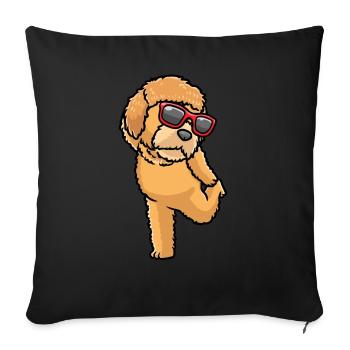 Goldendoodle dog dancing with sunglasses - Sofa pillowcase 17,3'' x 17,3'' (45 x 45 cm) - black - Front