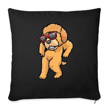 Goldendoodle dog dancing with sunglasses - Sofa pillowcase 17,3'' x 17,3'' (45 x 45 cm) - black - Front