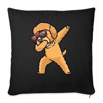 Goldendoodle dog dancing with sunglasses - Sofa pillowcase 17,3'' x 17,3'' (45 x 45 cm) - black - Front