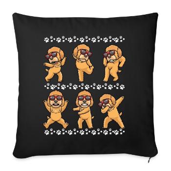 Goldendoodle dog dancing with sunglasses - Sofa pillowcase 17,3'' x 17,3'' (45 x 45 cm) - black - Front
