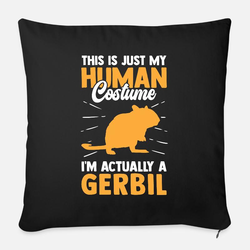 Juste mon rongeur costume de gerbille Gerbille - Housse de coussin décorative 45 x 45 cm - noir