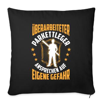 Überarbeiteter Parkettleger Fußbodenleger - Sofakissenbezug 45 x 45 cm - Schwarz - Vorne