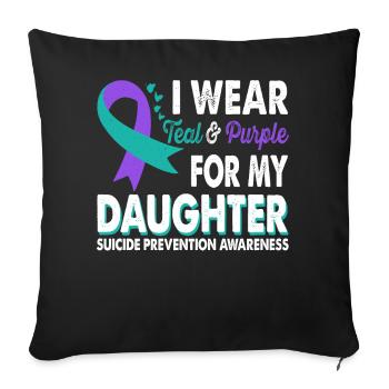 Portez du sarcelle et du violet pour être conscient de la - Housse de coussin décorative 45 x 45 cm - noir - Devant