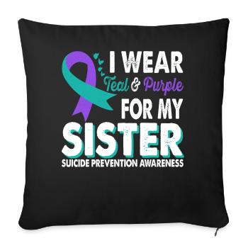 Portez du sarcelle et du violet pour être conscient de la - Housse de coussin décorative 45 x 45 cm - noir - Devant