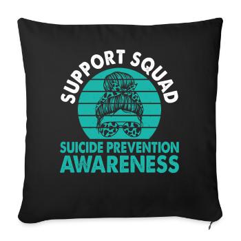 Mois de la sensibilisation à la prévention du suicide de l’escouade de soutien - Housse de coussin décorative 45 x 45 cm - noir - Devant