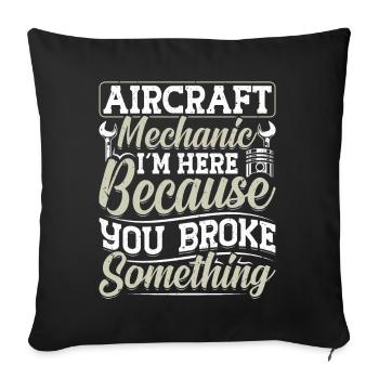 Love Airplane aviation - Sofa pillowcase 17,3'' x 17,3'' (45 x 45 cm) - black - Front