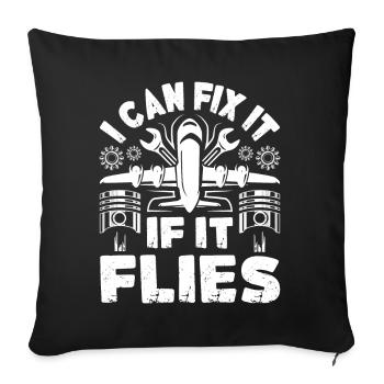 Love Airplane aviation - Sofa pillowcase 17,3'' x 17,3'' (45 x 45 cm) - black - Front