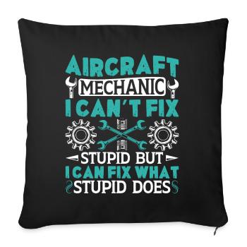 Love Airplane aviation - Sofa pillowcase 17,3'' x 17,3'' (45 x 45 cm) - black - Front