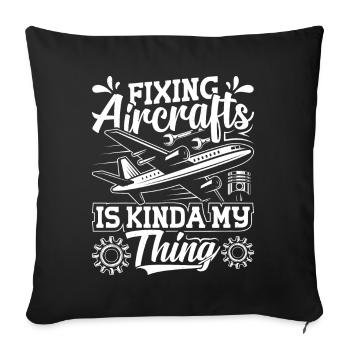 Love Airplane aviation - Sofa pillowcase 17,3'' x 17,3'' (45 x 45 cm) - black - Front