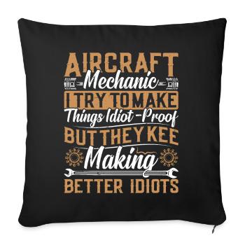 Love Airplane aviation - Sofa pillowcase 17,3'' x 17,3'' (45 x 45 cm) - black - Front
