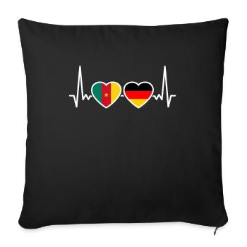 Cameroun Allemagne Heartbeat Flag Camerounais - Housse de coussin décorative 45 x 45 cm - noir - Devant