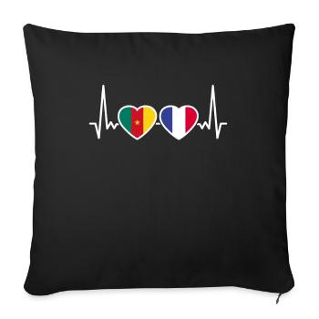 Cameroun France Heartbeat Flag Camerounais - Housse de coussin décorative 45 x 45 cm - noir - Devant