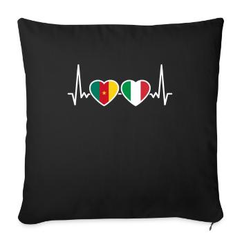 Cameroun Italie Heartbeat Flag Camerounais - Housse de coussin décorative 45 x 45 cm - noir - Devant