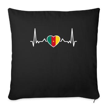 Le cœur du Cameroun Drapeau camerounais Camerounais - Housse de coussin décorative 45 x 45 cm - noir - Devant
