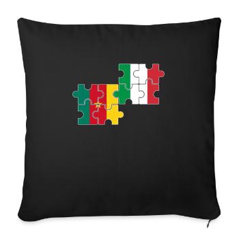 Cameroun Italie Drapeau Italiens Camerounais - Housse de coussin décorative 45 x 45 cm - noir - Devant