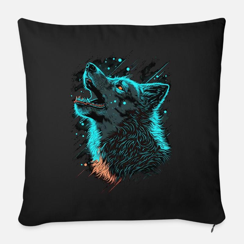 Badass Howling Wolf Wild Animal Lover - Sofa pillowcase 17,3'' x 17,3'' (45 x 45 cm) - black