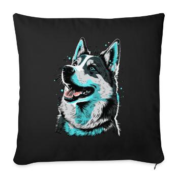 Cute Siberian Husky Dog Breed Pet Lover - Sofa pillowcase 17,3'' x 17,3'' (45 x 45 cm) - black - Front
