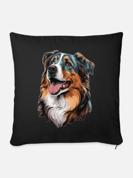 Cute Aussie Australian Shepherd Dog Breed Pet Love - Sofakissenbezug 45 x 45 cm - Schwarz