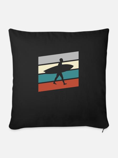 Surfen Retro - Sofakissenbezug 45 x 45 cm - Schwarz